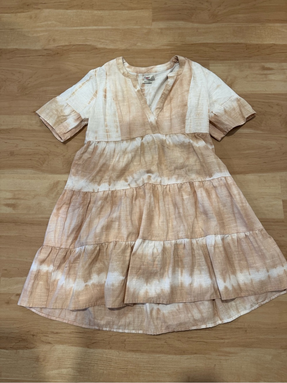 Faherty La Vida Short Sleeve Tie Dye Tiered Organic Cotton Dress Size Small